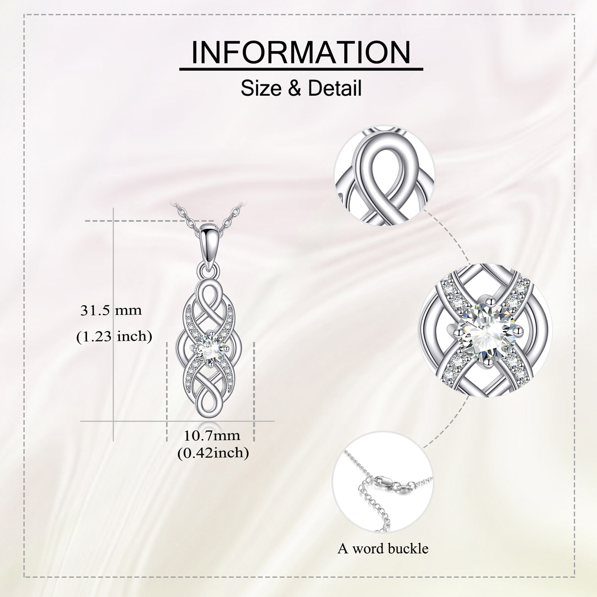 Women's 925 Sterling Silver Celtic Birthstone Necklace, April